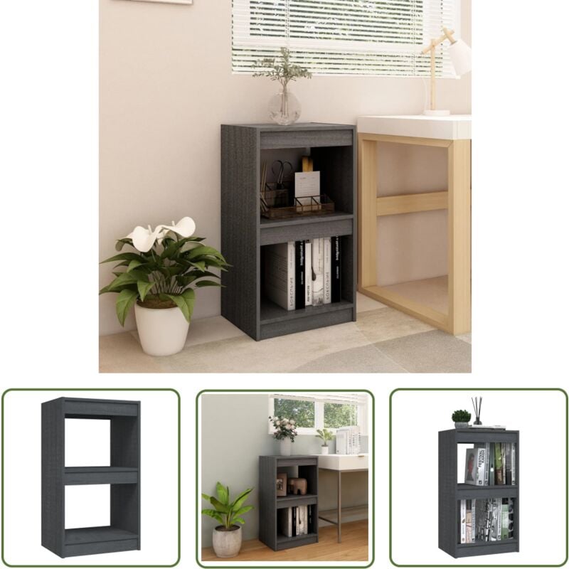 The Living Store - Bücherregal Grau 40x30x71,5 cm Massivholz Kiefer - Bücherregal - Holzmöbel - Wohnraumgestaltung - Massivholzmöbel - Kiefernholz