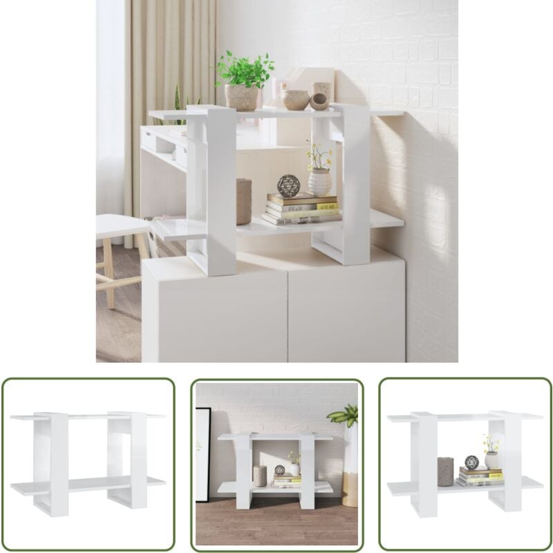 The Living Store - Bücherregal/Raumteiler Hochglanz-Weiß 80x30x51 cm - BucheRegal - Holzregal - Raumteiler - Weißes Regal - Wohnzimmerdeko