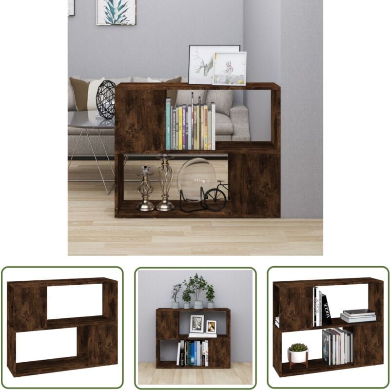 The Living Store - Bücherregal/Raumteiler Räuchereiche 80x24x63 cm - Buche Regal - Holz Regalböden - Fernsehschrank - Raumteiler - Wohnzimmer