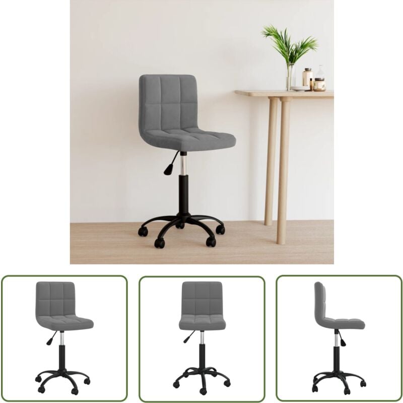The Living Store - Bürostuhl Drehbar Dunkelgrau Samt - Drehstuhl - Bürostuhl - Schreibtischstuhl - Samtsessel - Ergonomischer Stuhl
