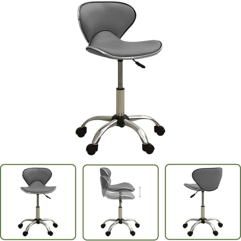 The Living Store Bürostuhl Grau Kunstleder - Bürostuhl - Schreibtischstuhl - Ergonomischer Stuhl - Gamingstuhl - Arbeitsplatzstuhl