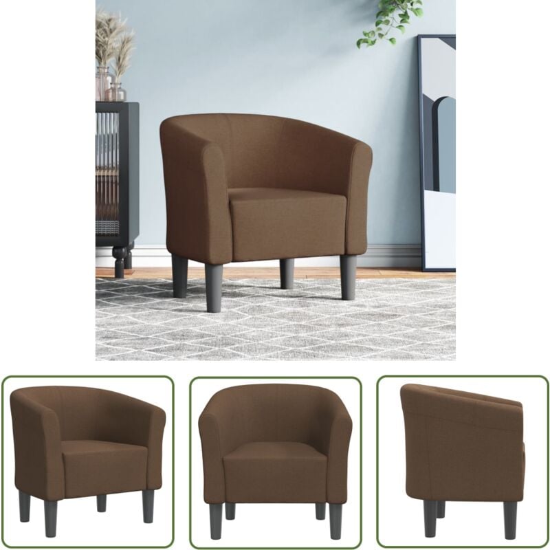 Clubsessel Braun Stoff - Moderner Sessel - Akzentstuhl - Wohnraum Dekoration - Gemütlicher Sessel - Lounge Sessel - The Living Store