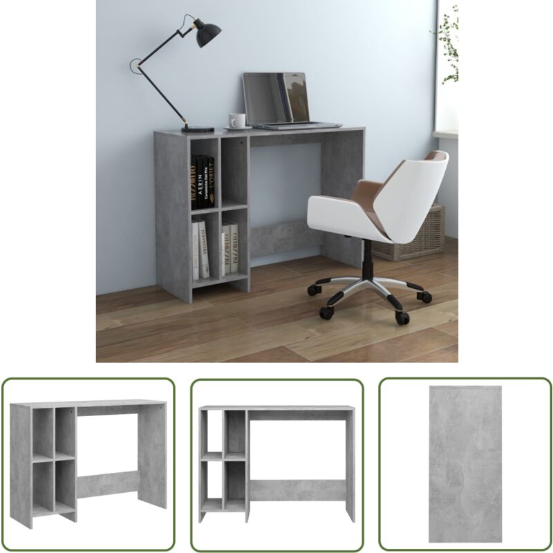 The Living Store - Computertisch Betongrau 102,5x35x75 cm Holzwerkstoff - Computertisch - Schreibtisch - Home Office - Arbeitsplatz - Holzwerkstoff