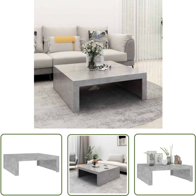 The Living Store - Couchtisch Betongrau 100x100x35 cm Holzwerkstoff - Couchtisch - Beistelltisch - Wohnzimmer Dekoration - Holzmöbel - Grau Möbel