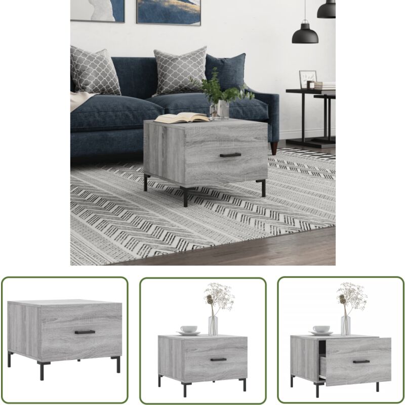 The Living Store - Couchtisch Grau Sonoma 50x50x40 cm Holzwerkstoff - Couchtisch - Wohnzimmerstil - Grau - Holzmöbel - Sideboard