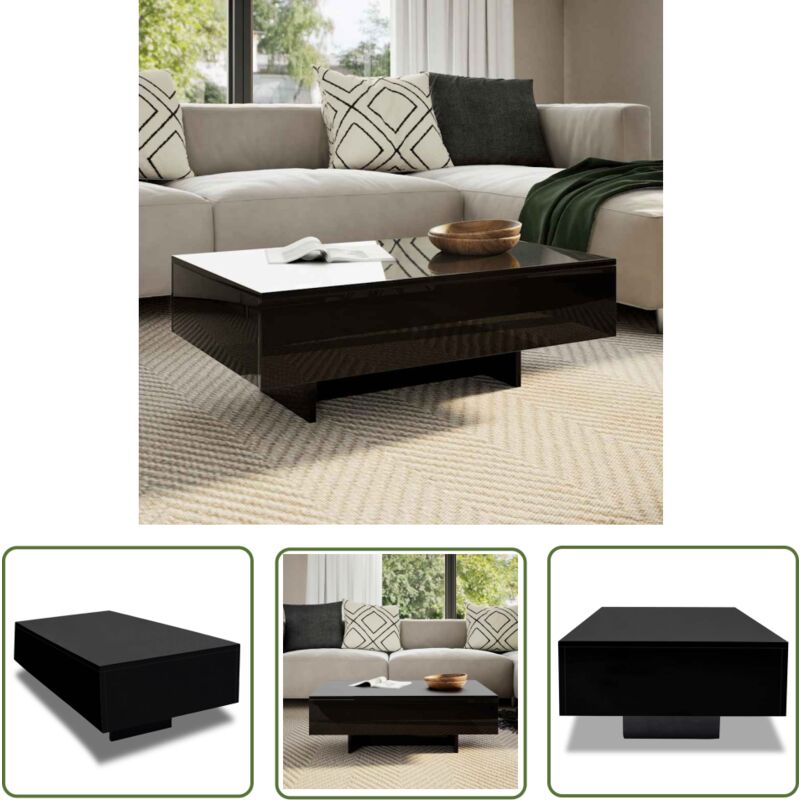 The Living Store - Couchtisch Hochglanz-Schwarz - Couchtisch - Hochglanztisch - Schwarzer Couchtisch - Wohnzimmertisch - Sideboard