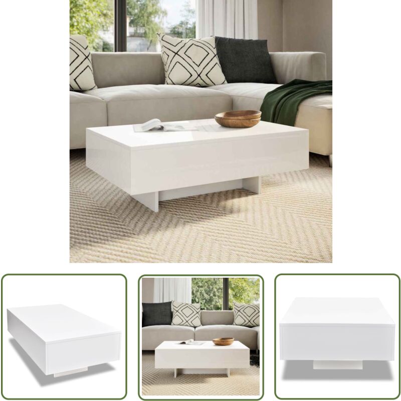 Couchtisch Hochglanz-Weiß - Couchtisch - Weißer Couchtisch - Moderner Couchtisch - Hochglanz-Tisch - Wohnzimmertisch - The Living Store