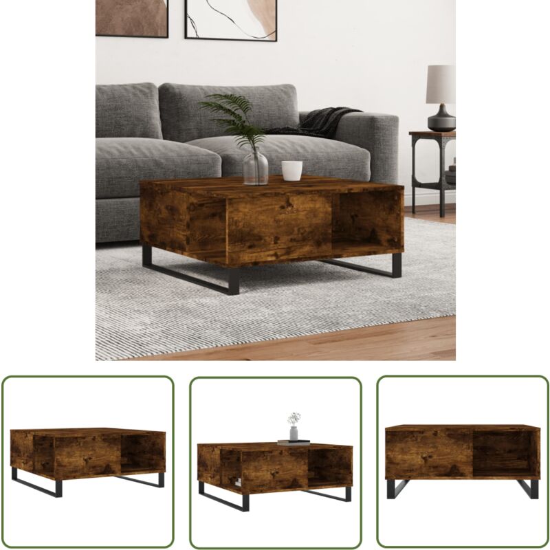 The Living Store - Couchtisch Räuchereiche 80x80x36,5 cm Holzwerkstoff - Couchtisch - Wohnzimmerstil - Holzmöbel - Holzwerkstoff Möbel