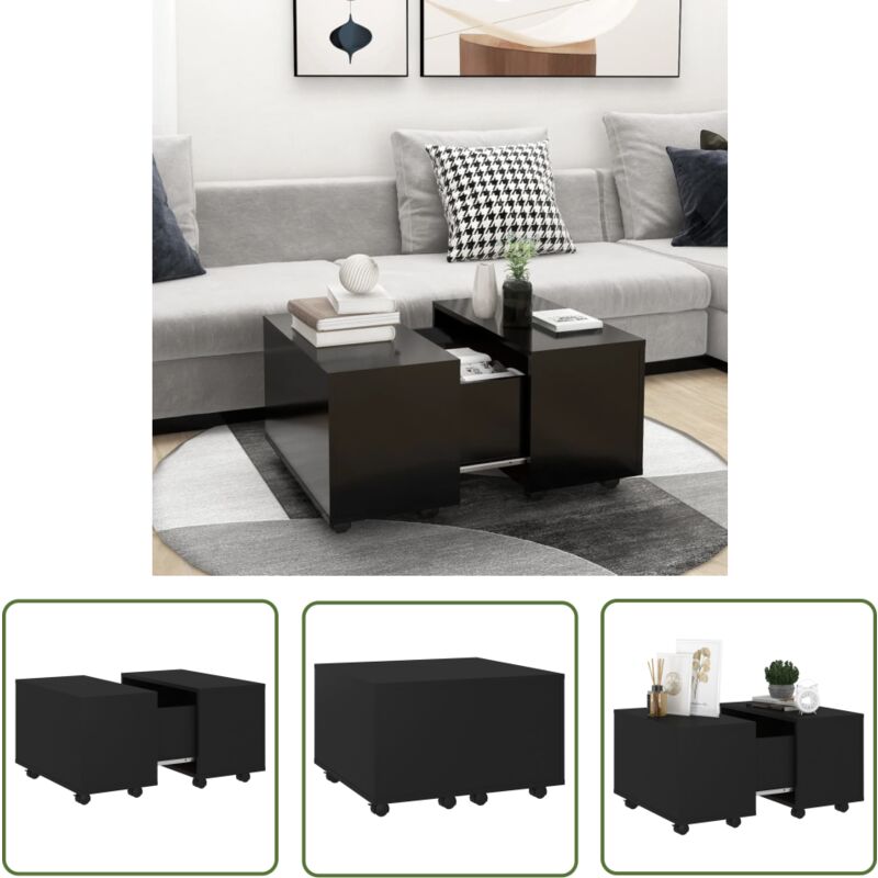 The Living Store - Couchtisch Schwarz 60x60x38 cm Holzwerkstoff - Couchtisch - Wohnzimmertisch - Beistelltisch - Holzwerkstoff - Schwarz