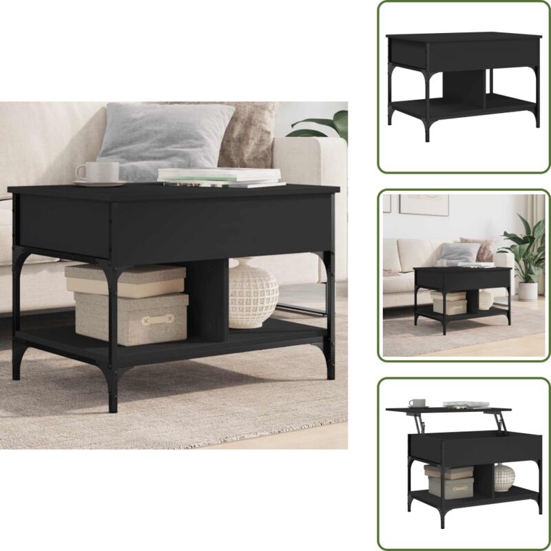 The Living Store - Couchtisch Schwarz 70x50x50 cm Holzwerkstoff und Metall - Couchtisch - Wohnzimmerstil - Holzwerkstoff Möbel - Schwarzer Couchtisch