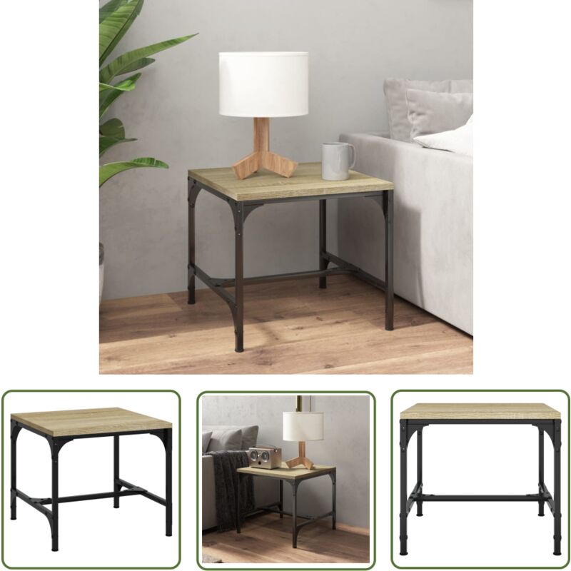The Living Store - Couchtisch Sonoma-Eiche 50x50x35 cm Holzwerkstoff - Industrieller Couchtisch - Holzwerkstoff Couchtisch - Sofa Tisch
