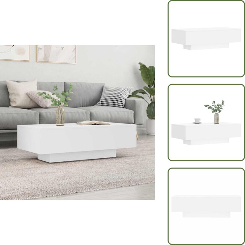 The Living Store - Couchtisch Weiß 100x49,5x31 cm Holzwerkstoff - Couchtisch - Wohnzimmerstil - Weißer Couchtisch - Modernes Sofa Regal