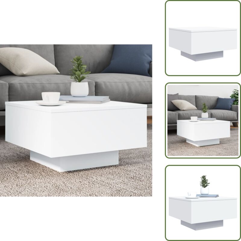 The Living Store Couchtisch Weiß 55x55x31 cm Holzwerkstoff - Moderner Couchtisch - Wohnzimmerstil - Holzwerkstoff Möbel - Weißer Couchtisch - Kleiner