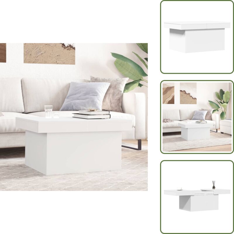 The Living Store - Couchtisch Weiß 80x55x40 cm Holzwerkstoff - Couchtisch - Wohnzimmerstil - Weißer Couchtisch - Holzwerkstoff Möbel - Sideboard