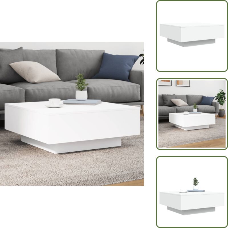 The Living Store - Couchtisch Weiß 80x80x31 cm Holzwerkstoff - Moderner Couchtisch - Wohnzimmerstil - Holzwerkstoff Möbel - Weißer Couchtisch