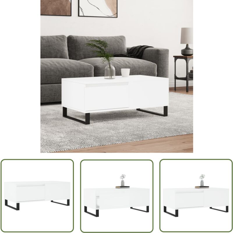 The Living Store - Couchtisch Weiß 90x50x36,5 cm Holzwerkstoff - Couchtisch - Wohnzimmerstil - Weißer Couchtisch - Holzwerkstoff Möbel - Sideboard