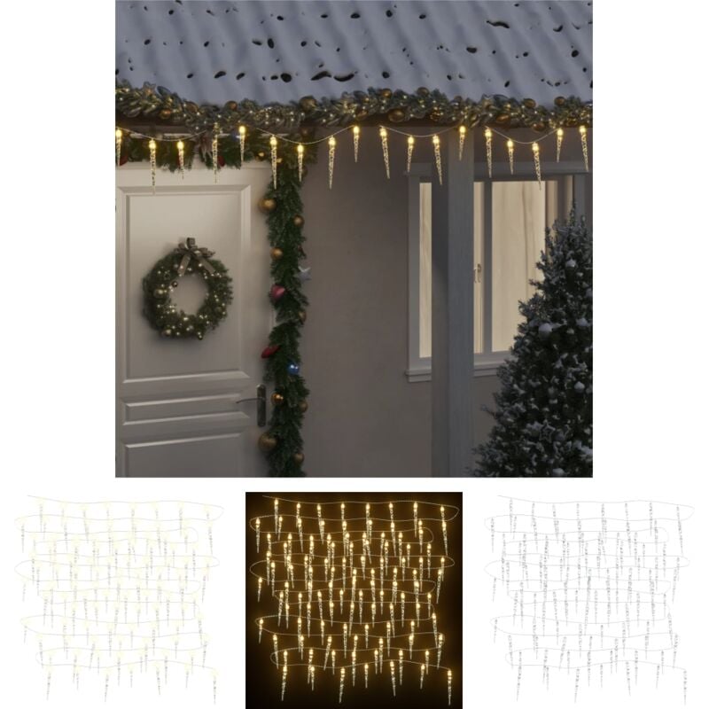 The Living Store Eiszapfen-Lichterkette 100 LEDs Warmweiß 10 m Acryl PVC - Weihnachtsbeleuchtung