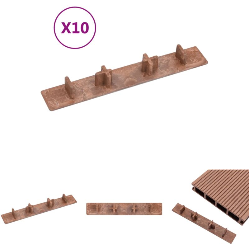 Kunststoff Endkappe - vidaXL Endkappen für Terrassendielen 10 Stk. Braun Kunststoff - Terrassendielen Finish