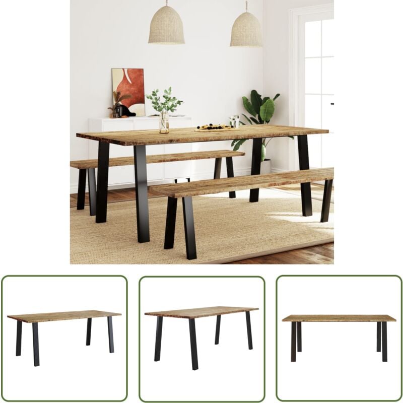 The Living Store Esstisch 200x90x75 cm Massivholz Akazie - Esstisch - Holztisch - Akasientisch - Wohnzimmertisch - Küchentisch