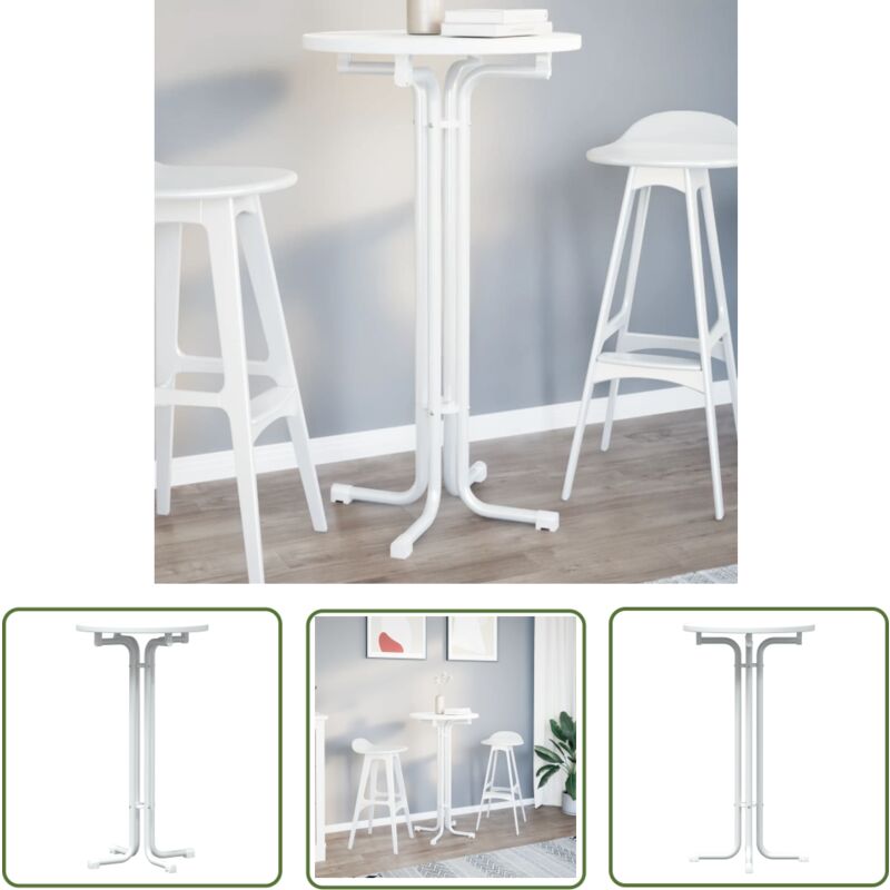 The Living Store - Esstisch Weiß Ø60x110 cm Holzwerkstoff und Stahl - Esstisch - Weißer Esstisch - Runder Esstisch - Holzwerkstoff Esstisch