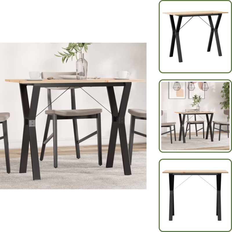 The Living Store Esstisch Y-Gestell 100x50x75 cm Massivholz Kiefer und Gusseisen - Esstisch - Holztisch - Kiefernholztisch - Küchentisch