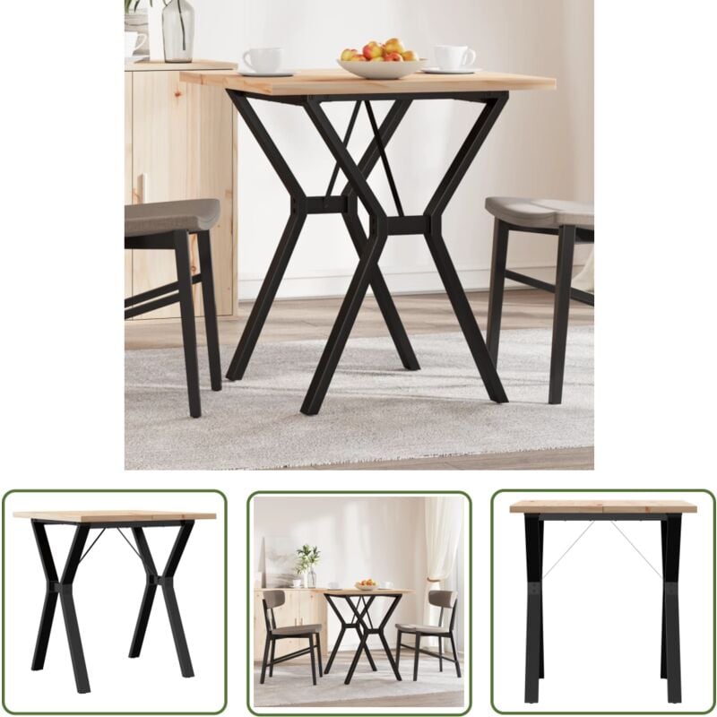 The Living Store - Esstisch Y-Gestell 70x70x75,5 cm Massivholz Kiefer & Gusseisen - Esstisch - Holztisch - Kiefernholztisch - Massivholzmöbel