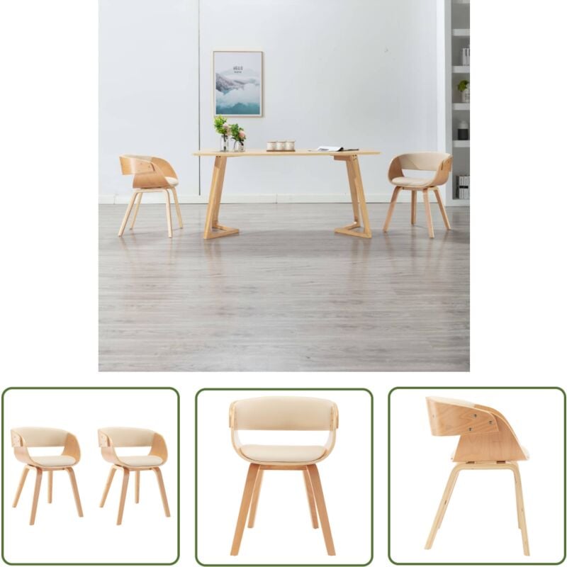 Esszimmerstühle 2 Stk. Creme Bugholz und Kunstleder - Esszimmerstühle - Stühle - Küchenstühle - Creme Farbige Möbel - Moderne Stühle - The Living