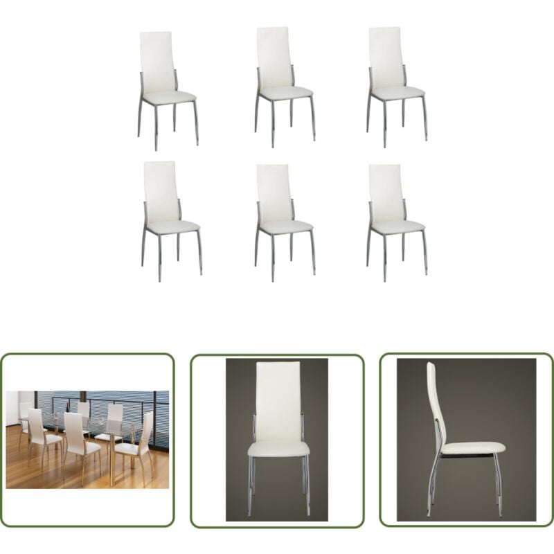 Esszimmerstühle 6 Stk. Weiß Kunstleder - Esszimmerstühle - Weiße Stühle - Küchenstühle - Stühle Set - Kunstleder Möbel - The Living Store