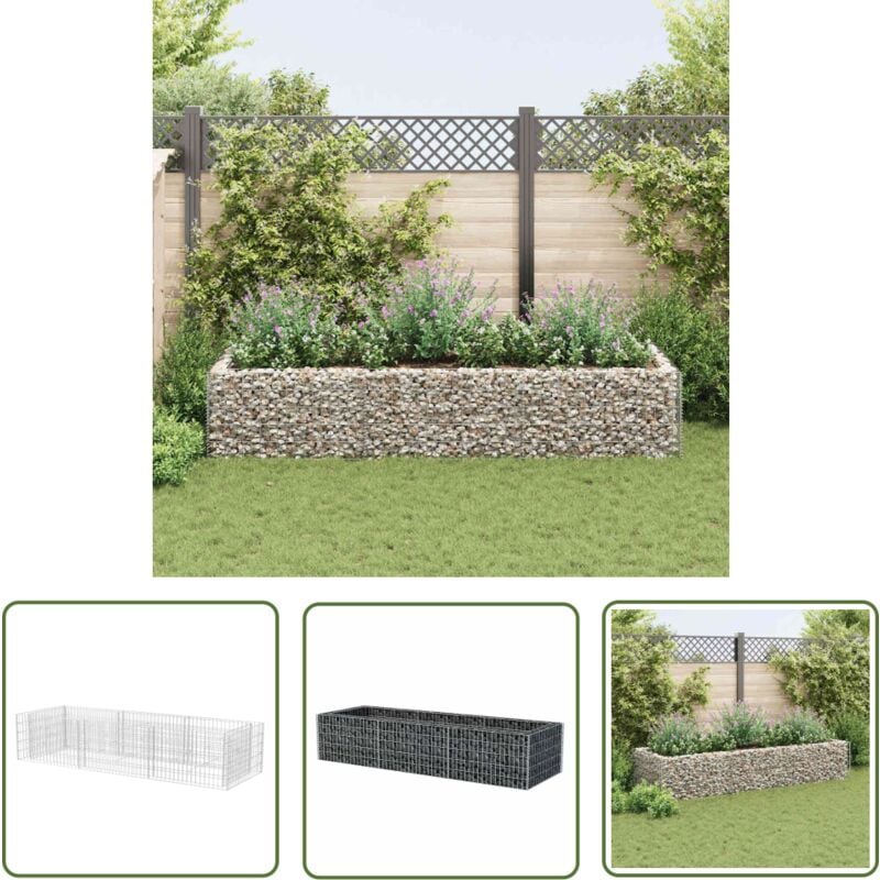Hommoo - The Living Store Gabionen-Hochbeet Stahl 270×90×50 cm - Gabionen-Hochbeet - Steinkorb - Gartenmöbel - Blumengarten - Stahltanks