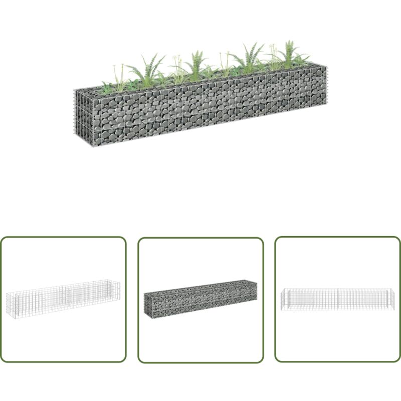 The Living Store - Gabionen-Hochbeet Verzinkter Stahl 180×30×30 cm - Gabionen-Hochbeet - Steinkorb - Blumentopf - Hochbeet - Gartenmöbel