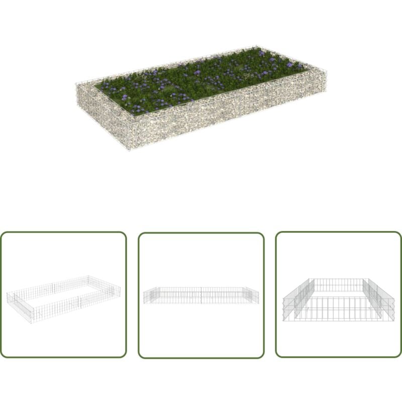 The Living Store - Gabionen-Hochbeet Verzinkter Stahl 200x100x20 cm - Gabionen-Hochbeet - Steingarten - Gartendekoration - Stahltank
