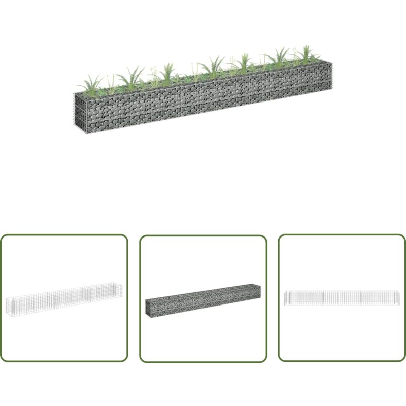 The Living Store - Gabionen-Hochbeet Verzinkter Stahl 270 x 30 x 30 cm - Gabionen-Hochbeet - Steinkorb - Blumentopf - Hochbeet - Gartenmöbel