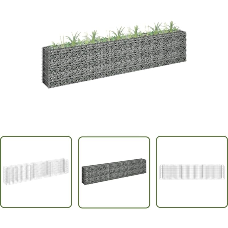 The Living Store Gabionen-Hochbeet Verzinkter Stahl 270×30×60 cm - Gabionen-Hochbeet - Steinkorb - Blumentopf - Hochbeet - Gartenmöbel