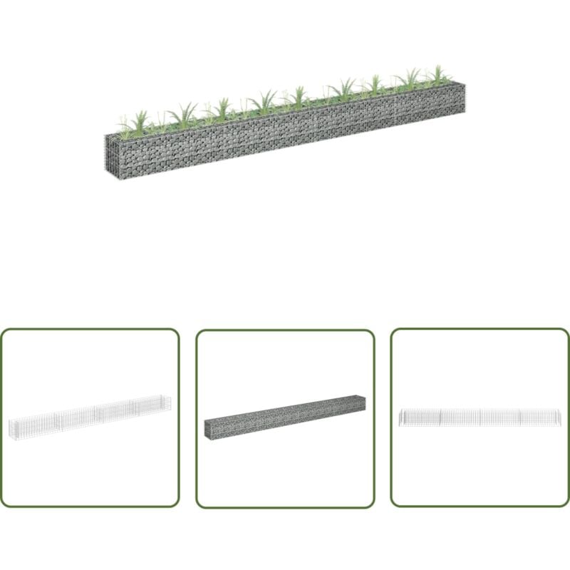 The Living Store - Gabionen-Hochbeet Verzinkter Stahl 360×30×30 cm - Gabionen-Hochbeet - Steinkorb - Blumenkübel - Hochbeet - Gartenmöbel