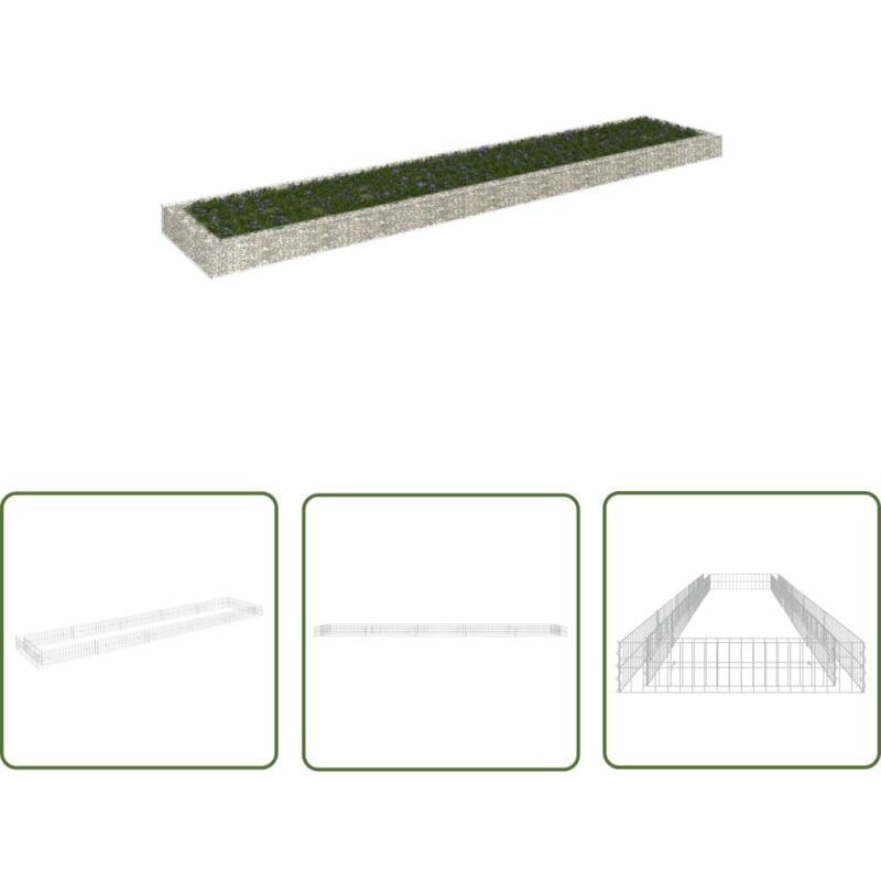 The Living Store - Gabionen-Hochbeet Verzinkter Stahl 500x100x20 cm - Stabiles Hochbeet - Gabionenpflanze - Gartendekoration - Stahltank