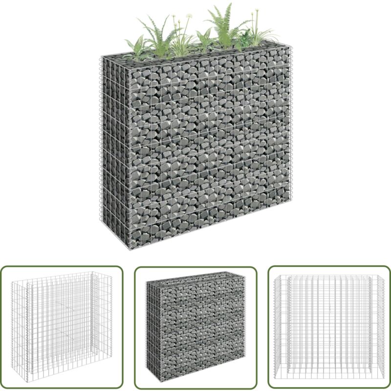 The Living Store Gabionen-Hochbeet Verzinkter Stahl 90×30×90 cm - Gabionen-Hochbeet - Steinkorb - Blumenkübel - Hochbeet - Gartendekoration