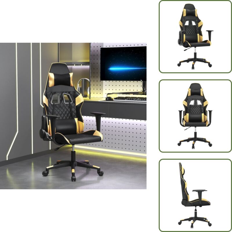 Gamingstuhl Kunstleder - vidaXL Gaming-Stuhl mit Massagefunktion Schwarz & Golden Kunstleder - Gamingstuhl Schwarz Gold