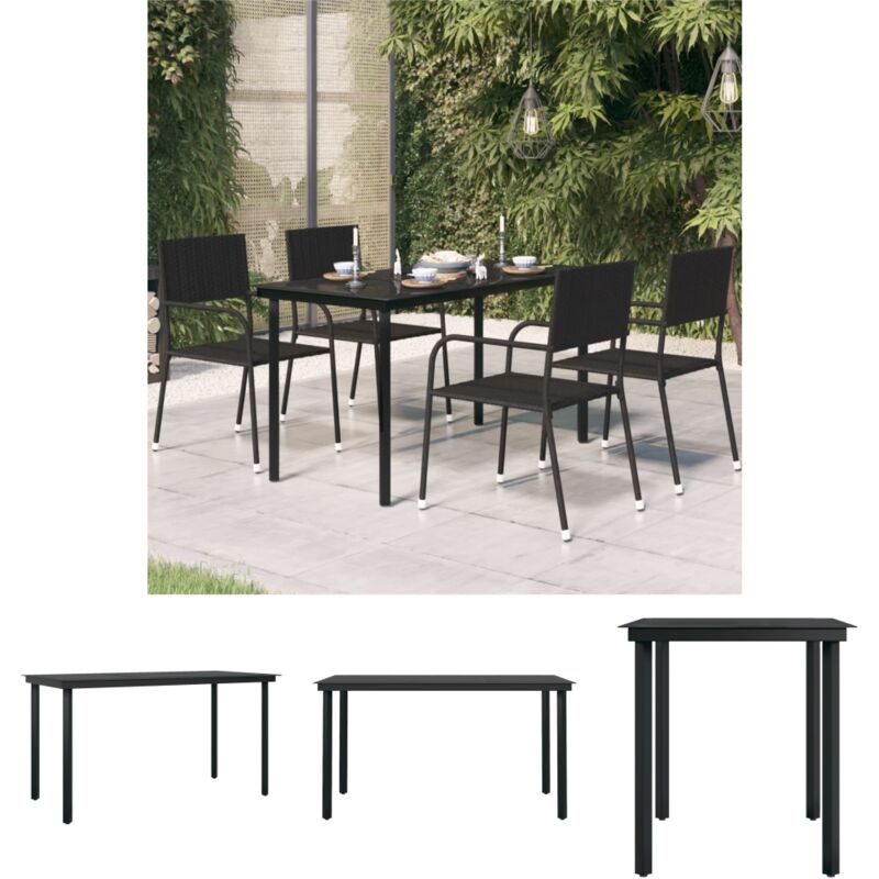 Stahl-Esstisch - vidaXL Garten-Esstisch Schwarz 140x70x74 cm Stahl und Glas - Glas-Esstisch