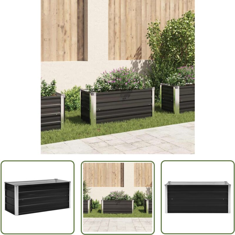 The Living Store Garten-Hochbeet Anthrazit 100 x 40 x 45 cm Verzinkter Stahl - Gartengefäße - Hochbeet - Pflanzkasten - Stahltanks - Anthrazit