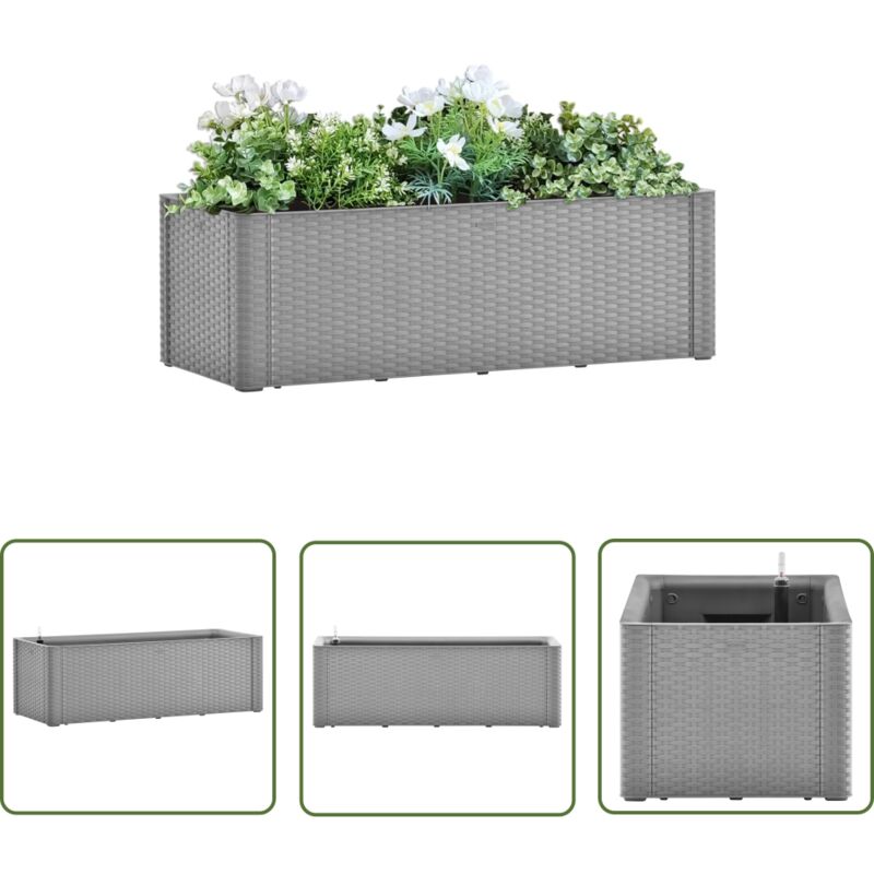 The Living Store - Garten-Hochbeet mit Selbstbewässerungssystem Grau 100x43x33 cm - Selbstbewässerndes Hochbeet - Gartenhochbeet - Polypropylen