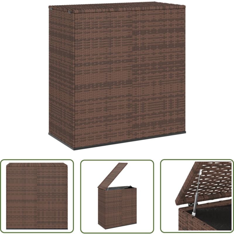 Garten-Kissenbox pe Rattan 100x49x103,5 cm Braun - Gartenkiste - PE-Rattan Box - Stauraum Garten - Outdoor Möbel - Wetterfestes Material - The Living