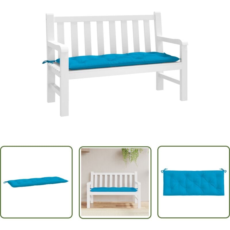Gartenbank-Auflage Hellblau 120x50x7 cm Oxford-Gewebe - Sitzkissen - Gartenkissen - Outdoor-Kissen - Balkonmöbel - Terrasse - The Living Store