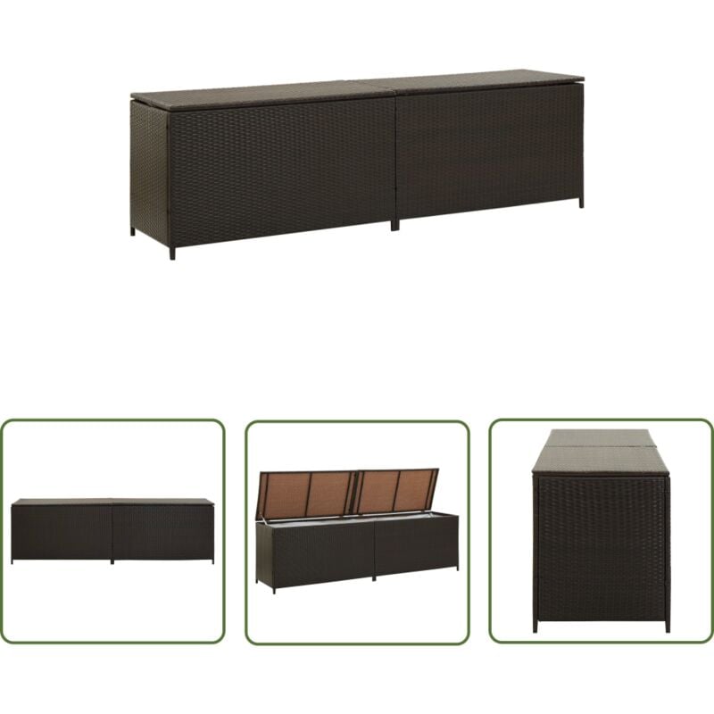 Gartenbox Poly Rattan 200x50x60 cm Braun - Gartenbox - Auflagenbox - Gartenmöbel - Outdoor Box - Rattan Gartenmöbel - The Living Store