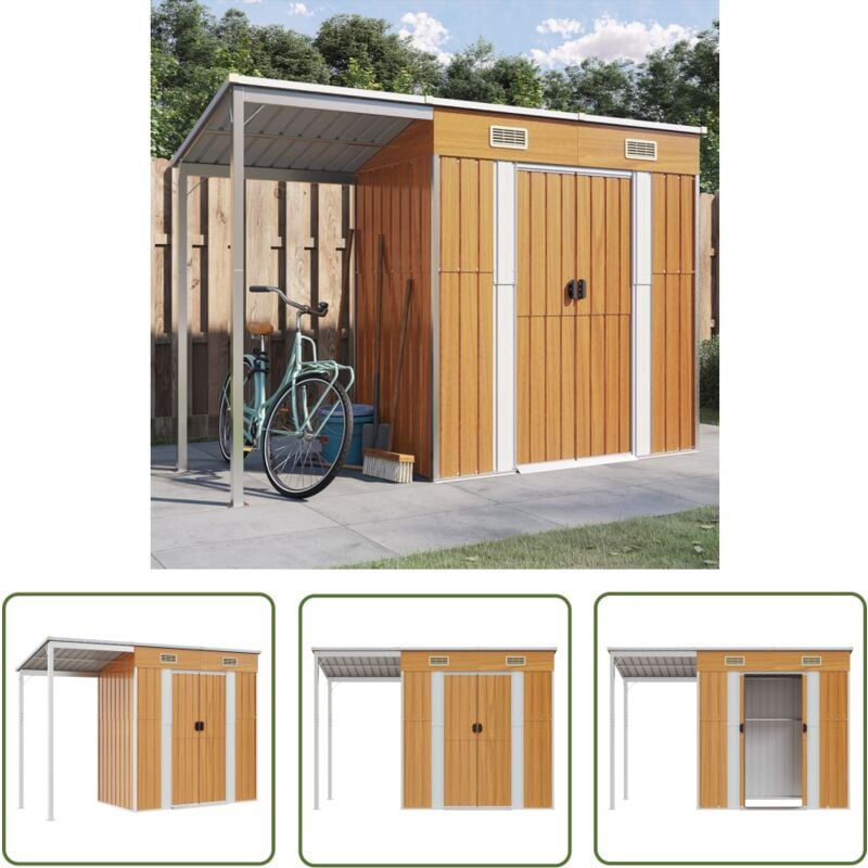 The Living Store - Gartenhaus mit Schleppdach Hellbraun 277x110,5x181 cm Stahl - Gartensaison - Gartenhaus - Holzhäuser - Werkzeuglager