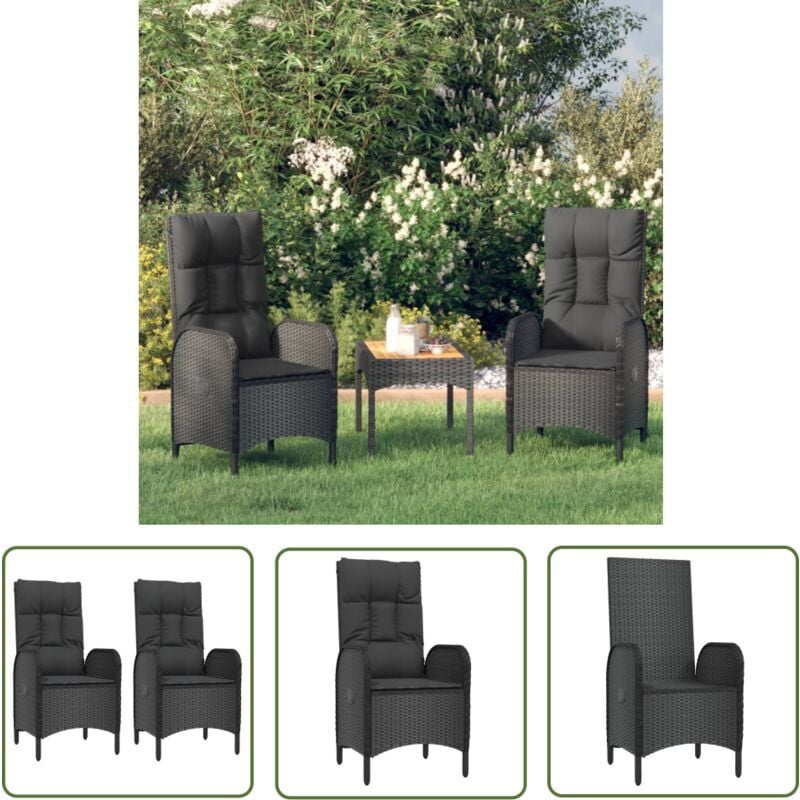 The Living Store Gartenstühle 2 Stk. Poly Rattan Schwarz - Gartenstühle - Rattan Möbel - Outdoor Möbel - Gartenmöbel - Lounge Chair