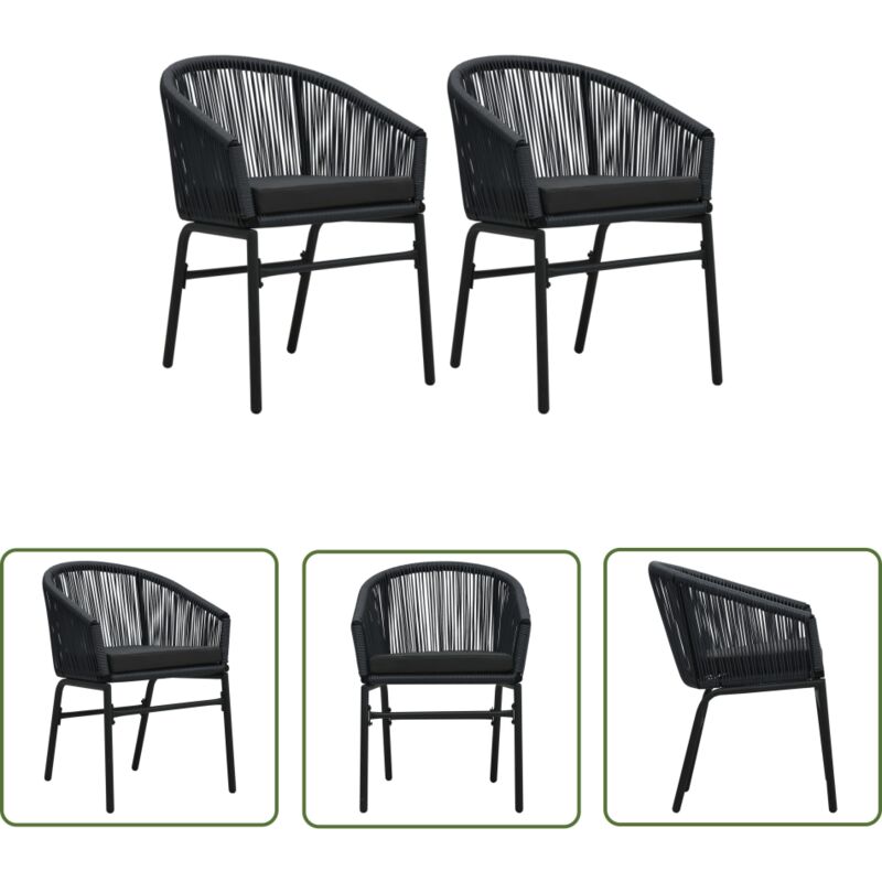 The Living Store - Gartenstühle 2 Stk. Schwarz PE-Rattan - Gartensaison - Gartenmöbel - Outdoor Möbel - Balkonmöbel - Sitzgelegenheit