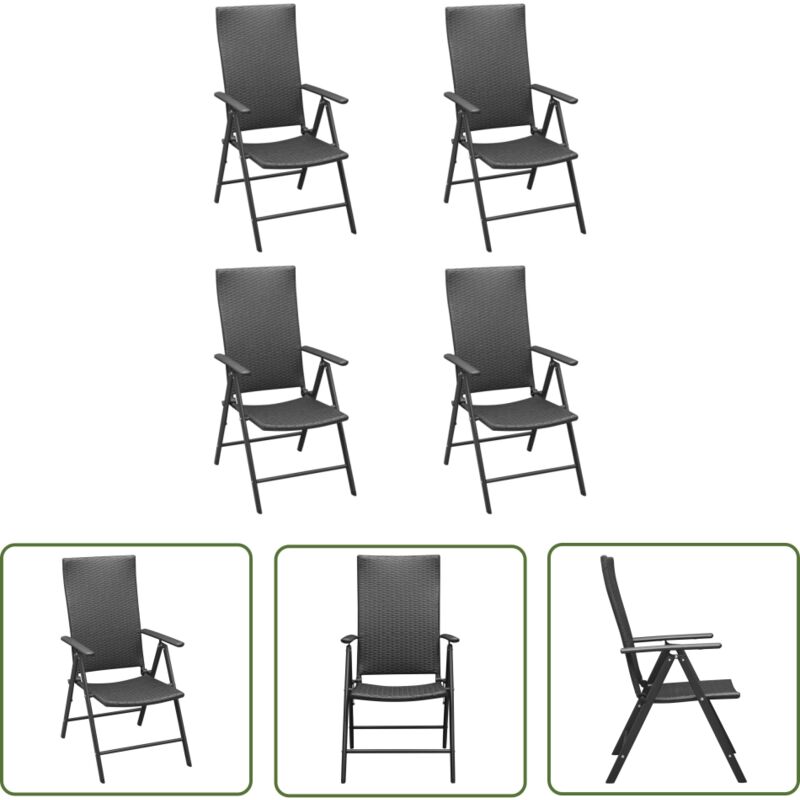 The Living Store Gartenstühle 4 Stk. Poly Rattan Schwarz - Gartensessel - Gartenmöbel - Outdoor Möbel - Rattan Sessel - Wetterfest