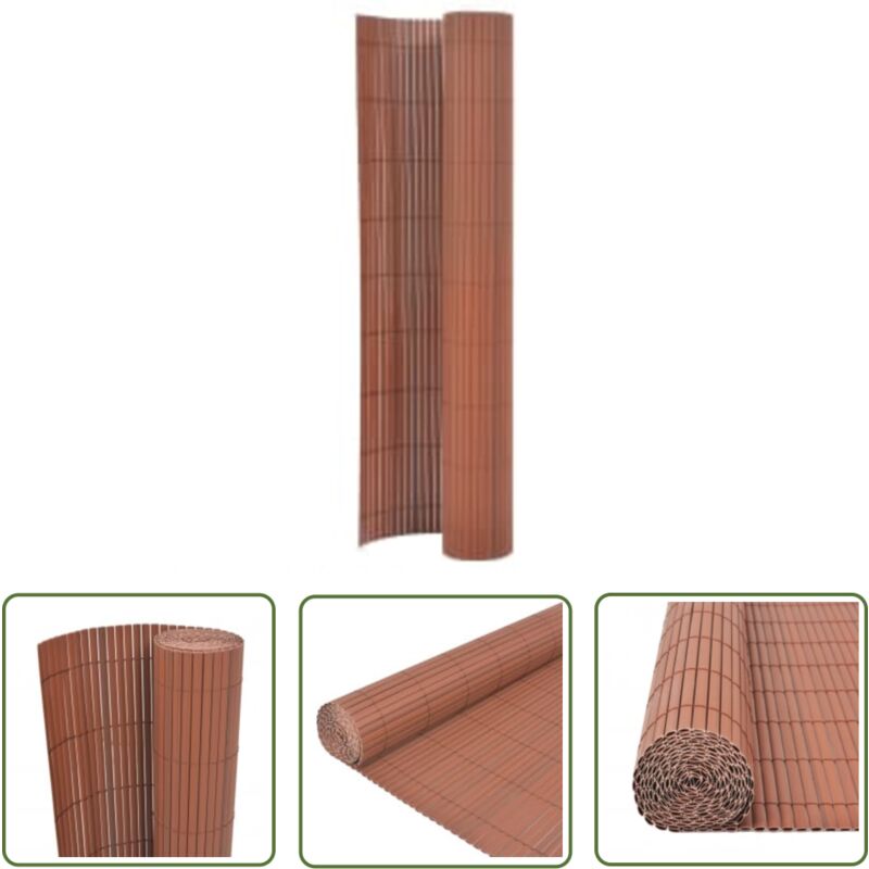 The Living Store - Gartenzaun Doppelseitig 110x500 cm Braun - Gartenzaun - PVC-Zaun - Brauner Zaun - Wetterfest - UV-Schutz