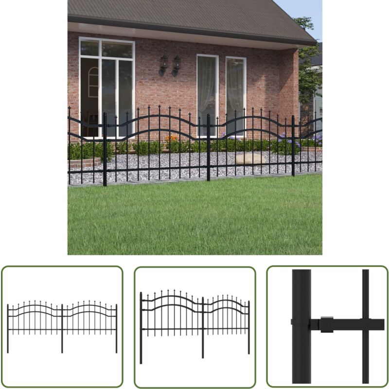 Gartenzaun mit Speerspitzen Schwarz 115 cm Stahl - Gartenzaun - Stahldrahtzaun - Sicherheitszaun - Zaunfeld - Terrassenabgrenzung - The Living Store