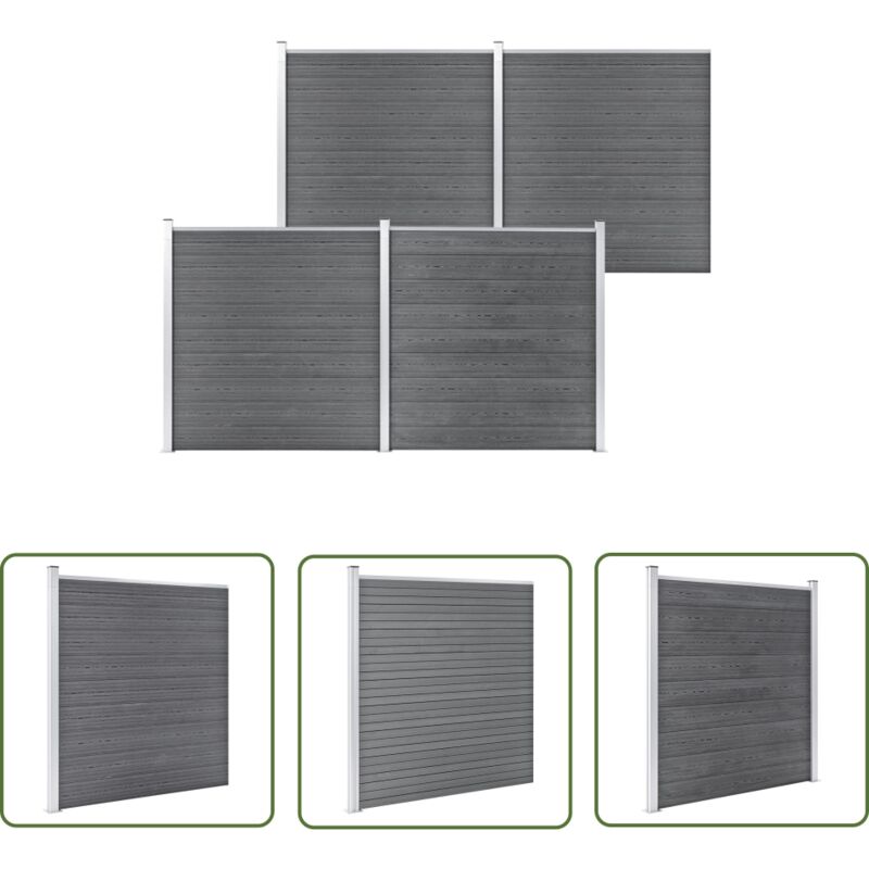 Les Tendances - The Living Store Gartenzaun wpc 699x186 cm Grau - Gartenzaun - wpc Zaun - Holz-Look Zaun - Wetterfest - Robust